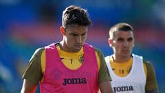 Jaime Mata of Getafe warms up during the spanish league, LaLiga, football match played between Getafe CF and SD Eibar at Coliseum Alfonso Perez Stadium on June 20, 2020 in Getafe, Madrid, Spain. The Spanish La Liga is restarting following its break caused