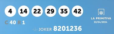 La Primitiva: comprobar los resultados del sorteo de hoy, lunes 22 de abril