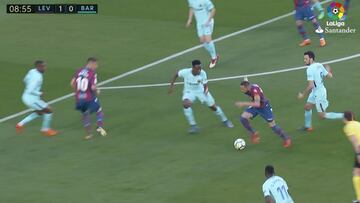 Yerry Mina en el 1-0: hace todo lo que no tiene que hacer un defensa