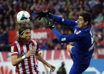 Courtois, en un derbi en el Calderón.