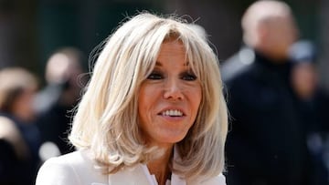 Wife of France's President and LREM presidential candidate, Brigitte Macron speaks with onlookers after casting her ballot for the first round of France's presidential election at a polling station in Le Touquet, northern France on April 10, 2022. (Photo by Ludovic MARIN / AFP) (Photo by LUDOVIC MARIN/AFP via Getty Images)