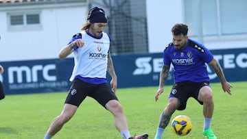 Rubén García, junto a Juan Cruz, en un entrenamiento.