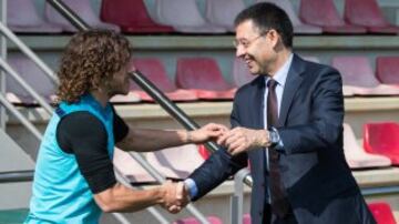 Despu¨¦s de la derrota en Granada, los jugadores del Barcelona han recibido la visita del presidentedel club, Josep Maria Bartomeu.