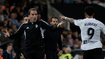 Jagoba Arrasate durante el partido en Mestalla.