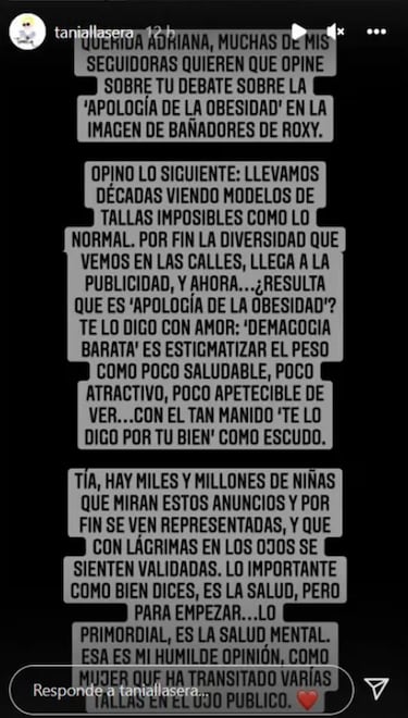 El encontronazo en las redes entre Adriana Abenia y Tania Llasera por la obesidad