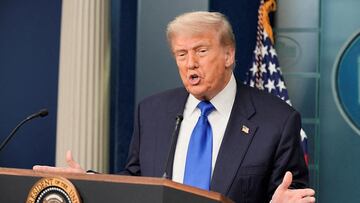 FILE PHOTO: FILE PHOTO: U.S. President Donald Trump speaks to the media after the U.S. Supreme Court dealt a blow to the power of federal judges by restricting their ability to grant broad legal relief in cases as the justices acted in a legal fight over Trump's bid to limit birthright citizenship, in the Press Briefing Room at the White House in Washington D.C., June 27, 2025. REUTERS/Ken Cedeno/File Photo/File Photo