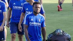 James Igbekeme, en la sesi&oacute;n de esta tarde en la Ciudad Deportiva.