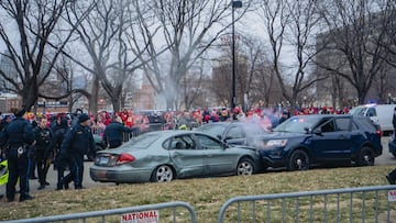 Police stop car heading for crowd at Super Bowl parade