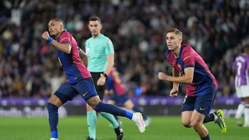 Raphinha y Fermín, autor de los goles del Barça en Zorrilla.