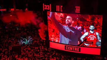 Marc Gasol, durante la presentaci&oacute;n de Toronto Raptors.