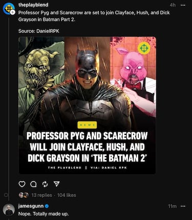 ¿Cuáles serán los villanos de ‘The Batman 2′? James Gunn desmonta la última teoría de los fans