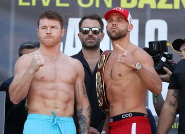 Este viernes por la tarde, Canelo Álvarez y Billy Joe Saunders se dieron cita a las puertas del AT&T Stadium para la ceremonia del pesaje previo a su combate del sábado.