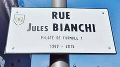 Letrero de la calle de Jules Bianchi en Niza.