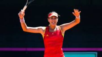 Garbiñe Muguruza, en la última eliminatoria de Copa Federación.