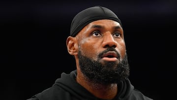 SALT LAKE CITY, UTAH - NOVEMBER 23: LeBron James #23 of the Los Angeles Lakers looks on before a game against the Utah Jazz at Delta Center on November 23, 2025 in Salt Lake City, Utah. NOTE TO USER: User expressly acknowledges and agrees that, by downloading and or using this photograph, User is consenting to the terms and conditions of the Getty Images License Agreement. Alex Goodlett/Getty Images/AFP (Photo by Alex Goodlett / GETTY IMAGES NORTH AMERICA / Getty Images via AFP)