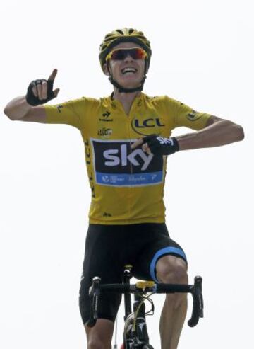 El maillot amarillo Christopher Froome ganador de la 15ª etapa del Tour.