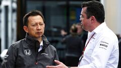 Yusuke Hasegawa, de Honda, y Eric Boullier, de McLaren.