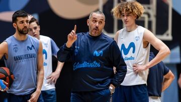 Jota Cuspinera, en un entrenamiento del Movistar Estudiantes.