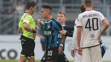 Esta protesta le cost&oacute; a Lautaro la expulsi&oacute;n ante el Cagliari.