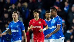 Alfredo Morelos durante el partido entre Rangers y Bayer Leverkusen por Europa League.