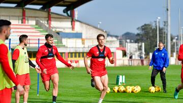 Señé, en un entrenamiento del Racing de Ferrol.