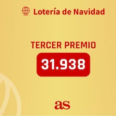 31938, tercer premio del sorteo de la Lotería de Navidad 2023