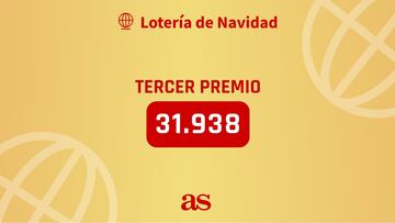 31938, tercer premio del sorteo de la Lotería de Navidad 2023.