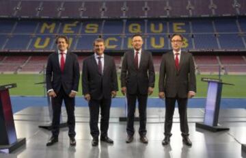 Los cuatro candidatos a la presidencia del Barcelona: Freixa, Laporta, Bartomeu y Benedito.