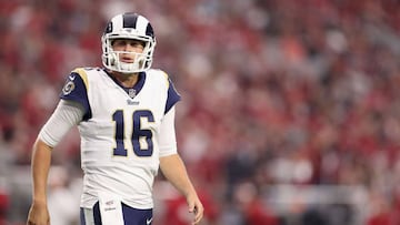 GLENDALE, AZ - DECEMBER 03: Quarterback Jared Goff #16 of the Los Angeles Rams walks off the field during the second quarter of the NFL game against the Arizona Cardinals at the University of Phoenix Stadium on December 3, 2017 in Glendale, Arizona.   Christian Petersen/Getty Images/AFP
 == FOR NEWSPAPERS, INTERNET, TELCOS &amp; TELEVISION USE ONLY ==