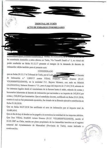 Arturo Vidal has property seized after non-payment of debt