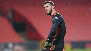 Manchester (United Kingdom), 27/01/2021.- David de Gea of Manchester United reacts during the English Premier League soccer match between Manchester United and Sheffield United in Manchester, Britain, 27 January 2021. (Reino Unido) EFE/EPA/Laurence Griffi