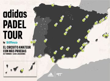 Las ubicaciones de los torneos del Adidas Padel Tour by Sofinco.