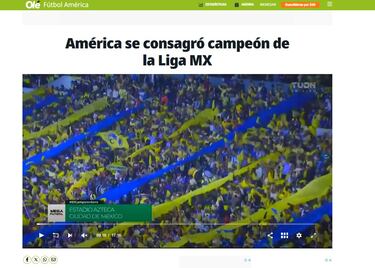 Título del América en la Liga MX genera repercusión en Sudamérica