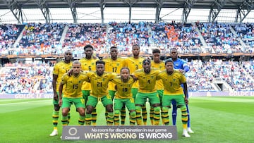 Equipo de Jamaica antes del partido contra Guatemala.