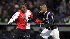 This file photo from December 19, 2009 shows Feyenoord&#039;s Georginio Wijnaldum fighting for the ball with Ibrahim Kargbo of Willem II (R) on  December 19, 2009 in Rotterdam. 
 Kargbo is facing a criminal prosecution after the Dutch FA said it had found
