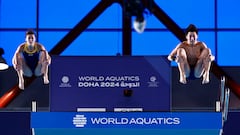 Ana Carvajal y Max Linan durante un salto en las pruebas de Doha 2024.