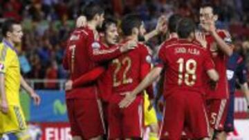 La Selecci&oacute;n celebra el gol de Morata