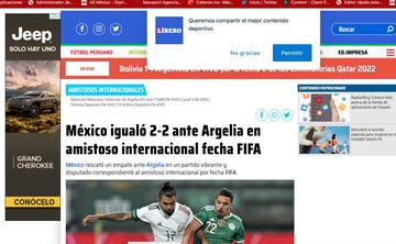 Las portadas internacionales del empate entre México y Argelia