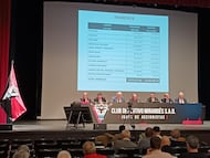 Un momento de la Junta de Accionistas del Mirandés.