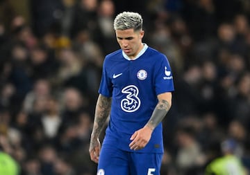 Enzo Fernández, jugador del Chelsea, en su primer partido con el equipo londinense.