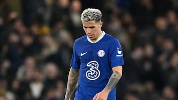 Enzo Fernández, jugador del Chelsea, en su primer partido con el equipo londinense.