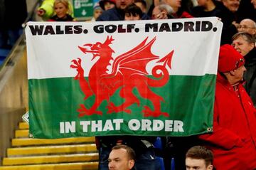 That flag | Fans display a Wales flag that would later join Gareth Bale on the pitch.