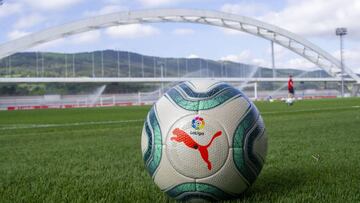 BILBAO, SPAIN - MAY 22: In this handout provided by LaLiga, an official match ball is seen during an Athletic Club training session on May 22, 2020 in Bilbao, Spain. Spanish LaLiga clubs are back training in groups of up to 10 players following the LaLiga