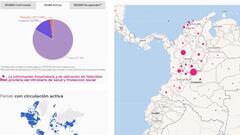 Mapa del coronavirus en Colombia.