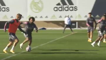 Última sesión de trabajo del Madrid antes de viajar a Milán