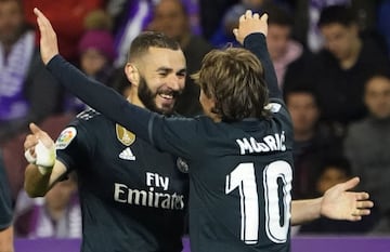 El 10 de marzo de 2019 Benzema marcó dos goles en el estadio de Zorrilla. 