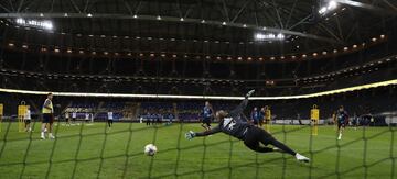 Spain train at the Friends Arena in Solna, Sweden.