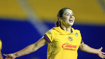 during the 14th round match between America and Tigres UANL as part of the Torneo Clausura 2025, Liga MX Femenil at Ciudad de los Deportes Stadium on March 22, 2025 in Mexico City, Mexico.