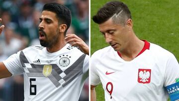 Los jugadores de Alemania y Polonia, Sami Khedira y Robert Lewandowski, durante el Mundial.