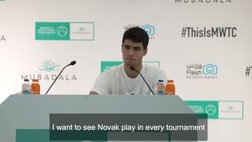 Alcaraz: “Quiero ver a Djokovic en todos los torneos”
